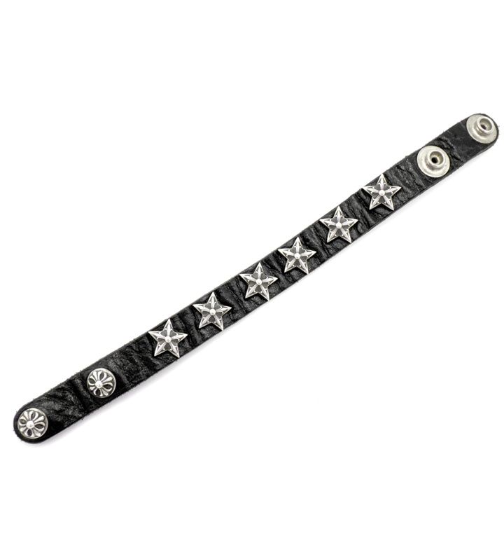 クロムハーツ CHROME HEARTS 2 BTN SNP クロスボール 2ボタン 2スナップ スター レザー ブレスレット s 5013 秋コーデ ブレスレット 