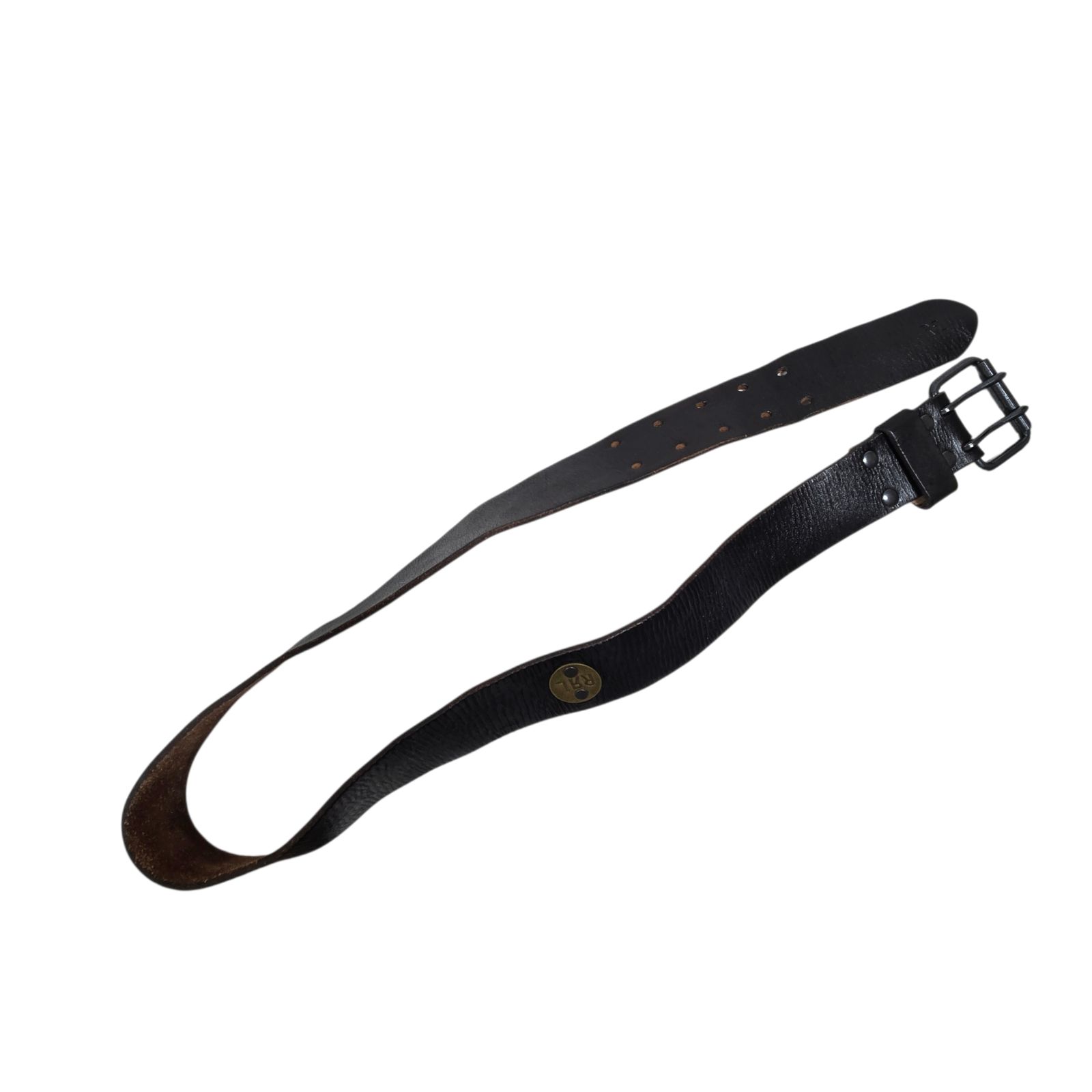 RRL ダブルアールエル ベルト ROLLINS DOUBLE-PRONG BELT W 34 cm レザーベルト ブラック 品