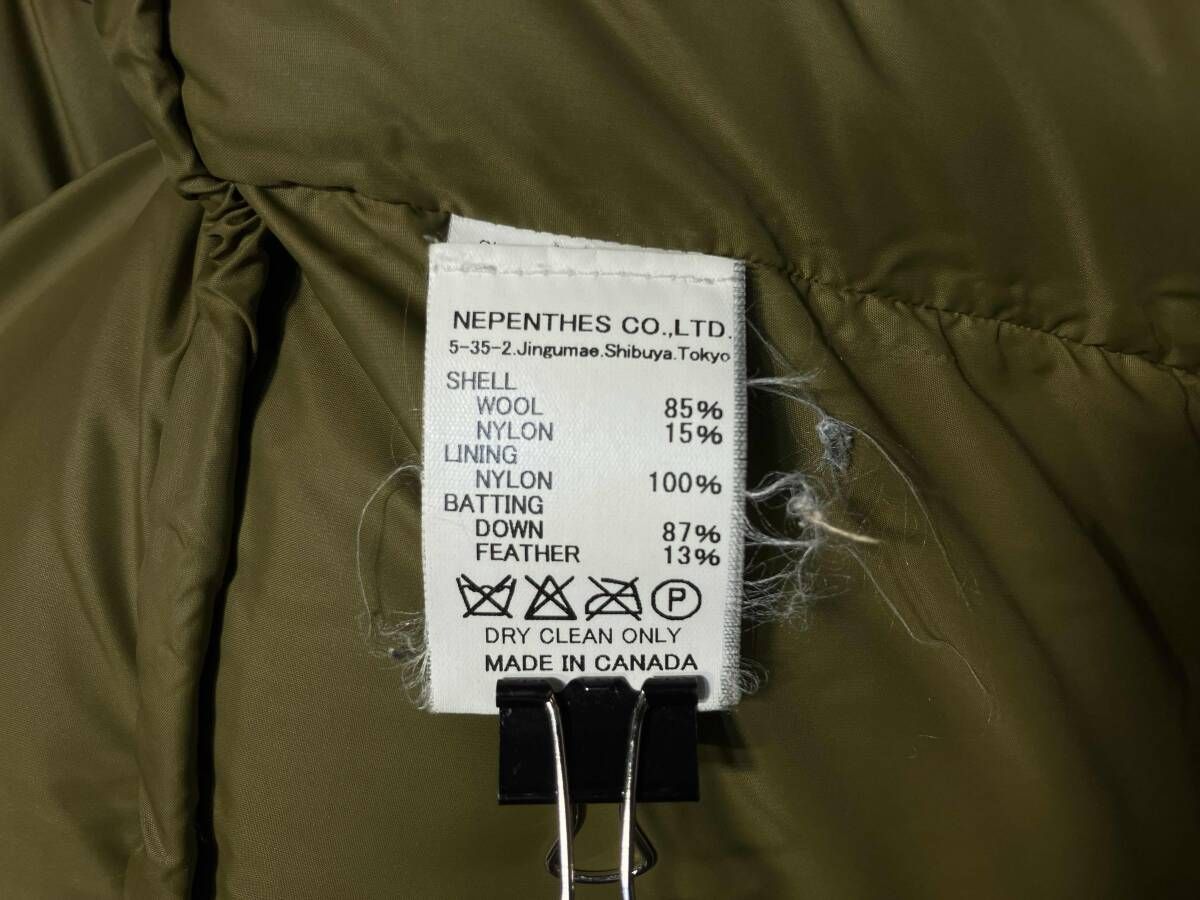 エンジニアードガーメンツ ダウンベスト　サイズL カーキ ENGINEERED GARMENTS down vest グースダウンベスト Mサイズ カーキ系