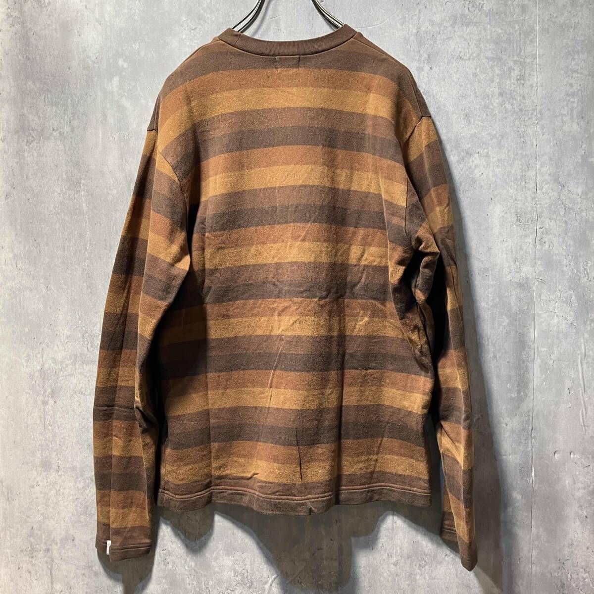 00 s A BATHING APE archive border long tee ボーダークルーネックカットソー ブラウン系 Mサイズ アベイシングエイプ