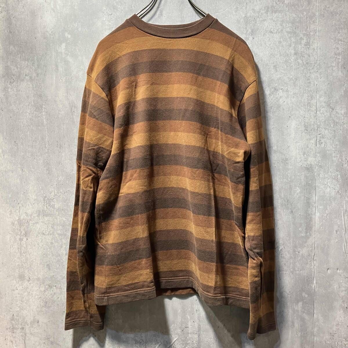 00 s A BATHING APE archive border long tee ボーダークルーネックカットソー ブラウン系 Mサイズ アベイシングエイプ