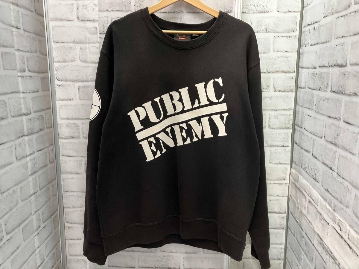 Supreme シュプリーム スウェット 18 SS Public Enemy Crewneck Sweatshirt ブラック Lサイズ クルーネックスウェットシャツ コットン