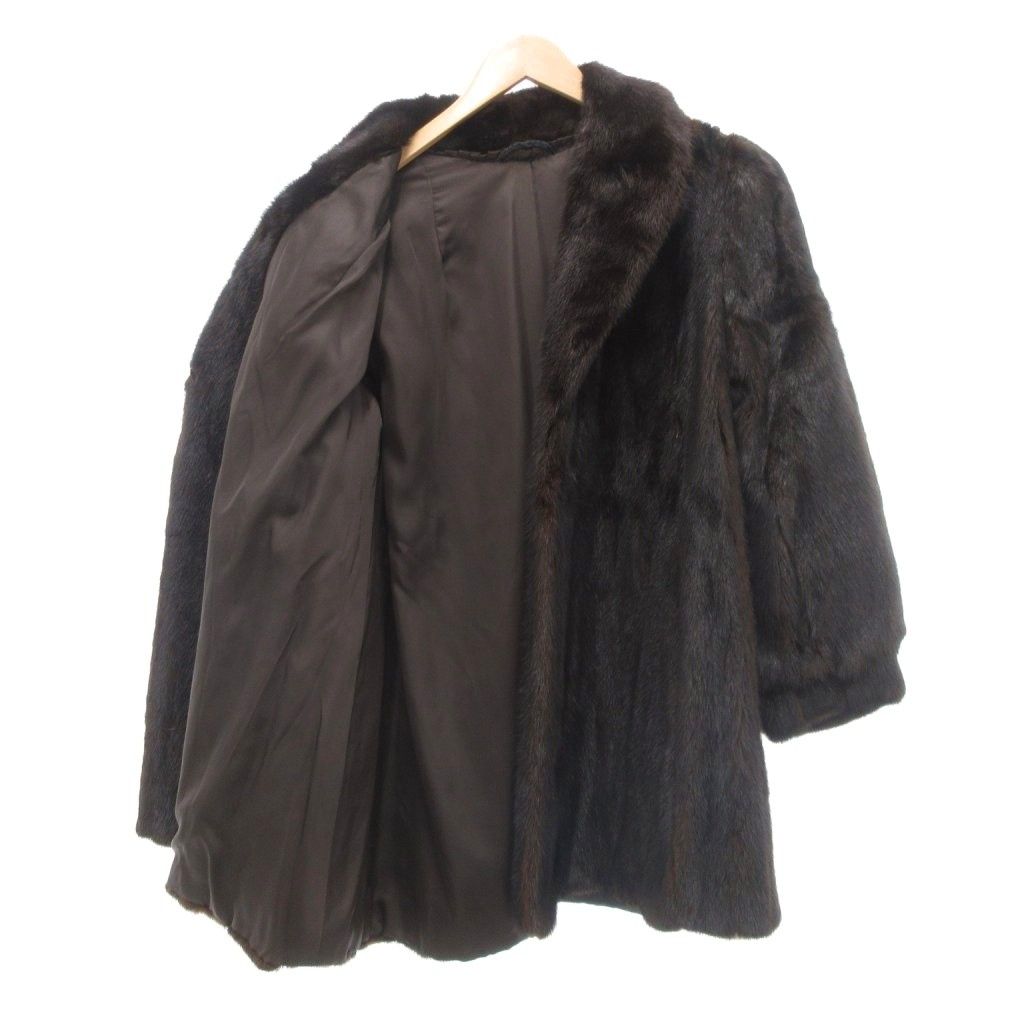 ノーブランド ファーコート 毛皮 ミンク ミドル ハーフ丈 ダーク