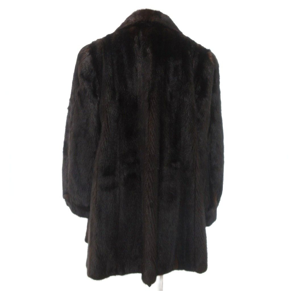 ノーブランド ファーコート 毛皮 ミンク ミドル ハーフ丈 ダーク