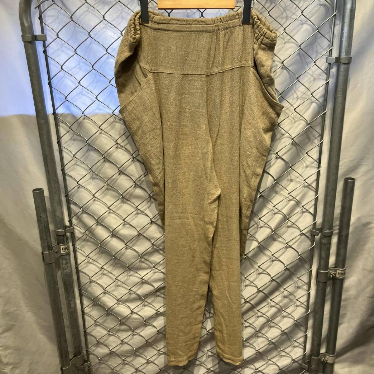 80s ISSEY MIYAKE 筆タグ リネンサルエルパンツ ブラウン ロングパンツ