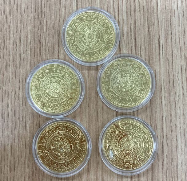 1,URUON マヤ文明 アステカカレンダー コイン メタル 記念 アート