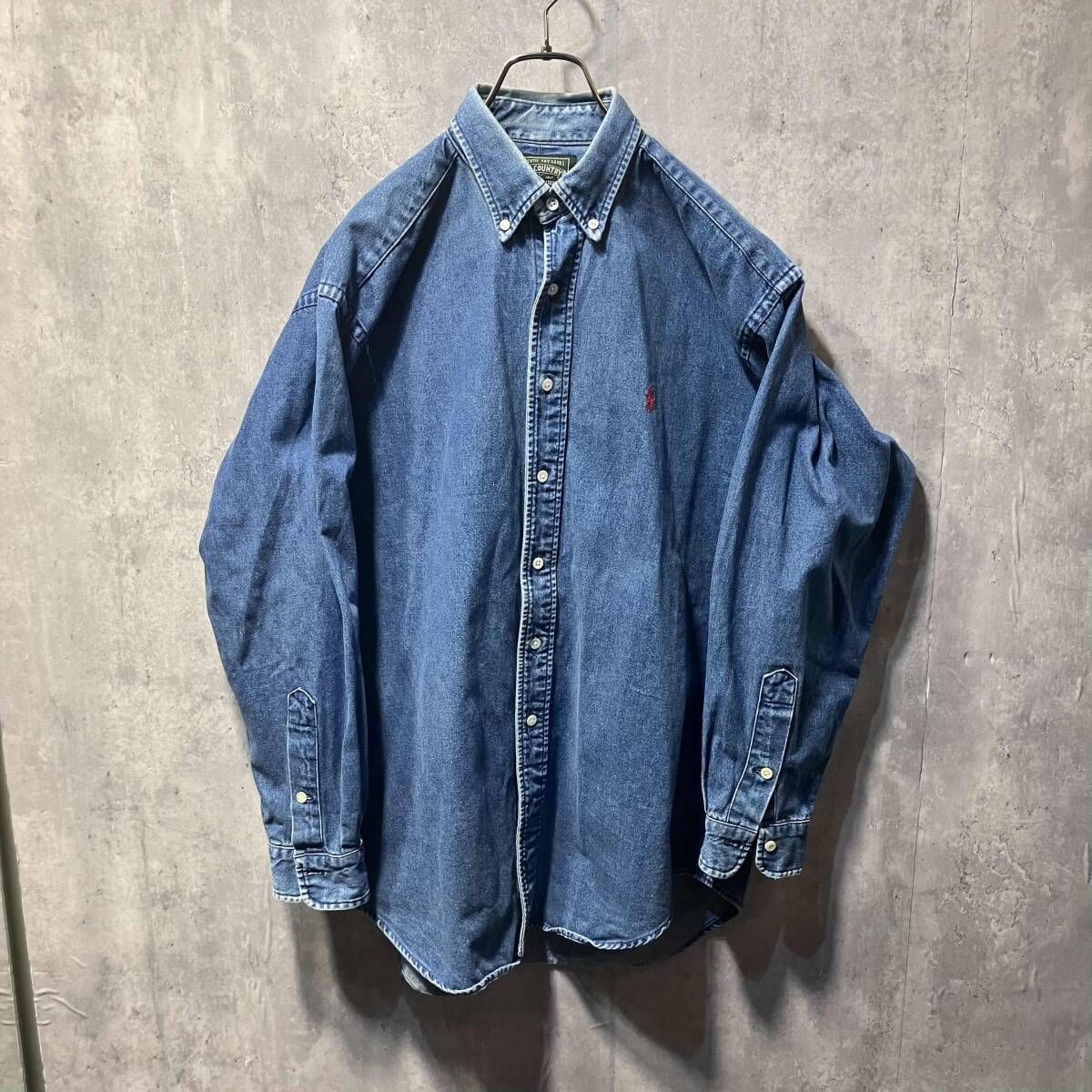 90s POLO COUNTRY RALPH LAUREN 刺繍ロゴデニムシャツ サイズM