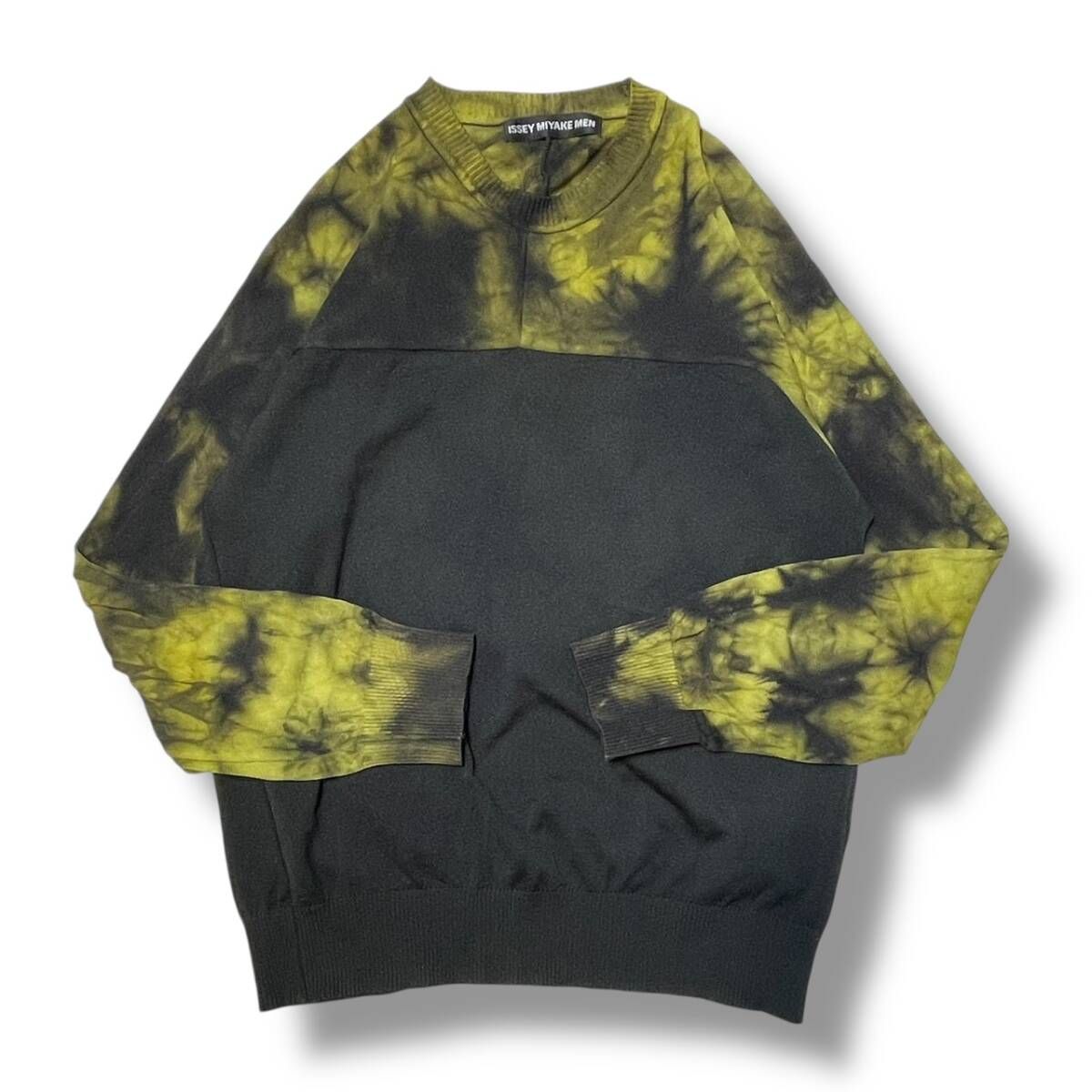 ISSEY MIYAKE MEN ダイダイ切替ニット ブラック グリーン サイズ1 