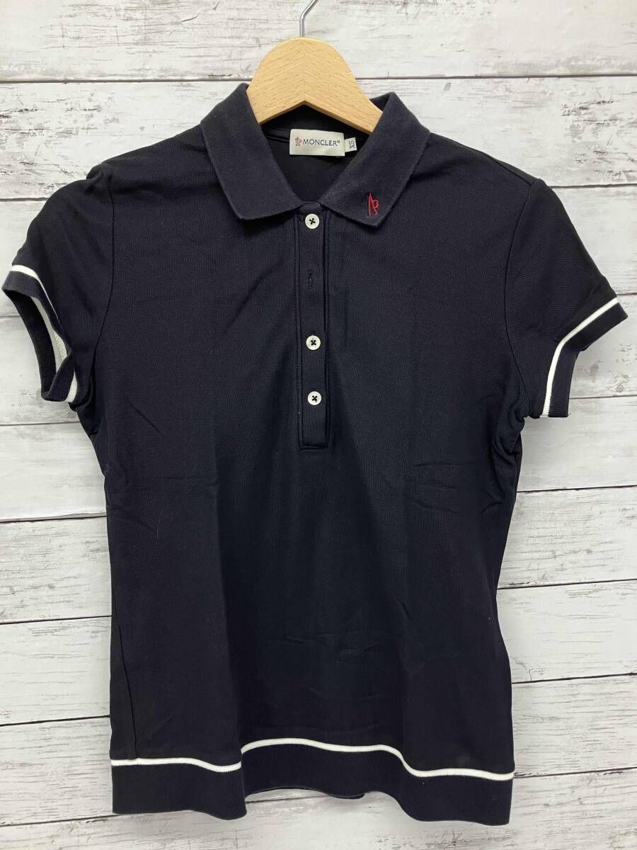 モンクレール 半袖ポロシャツ X Sサイズ ネイビー エリ劣化