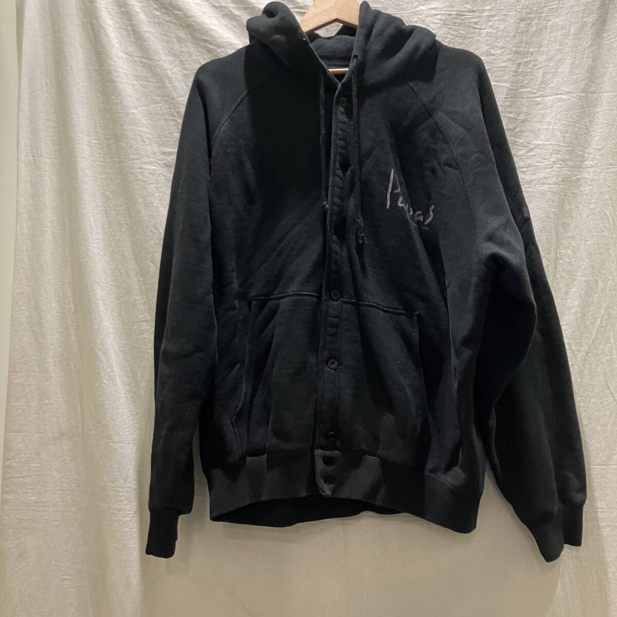 papas パーカー 肉厚スウェットボタンパーカー D0465UPKY ブラック L