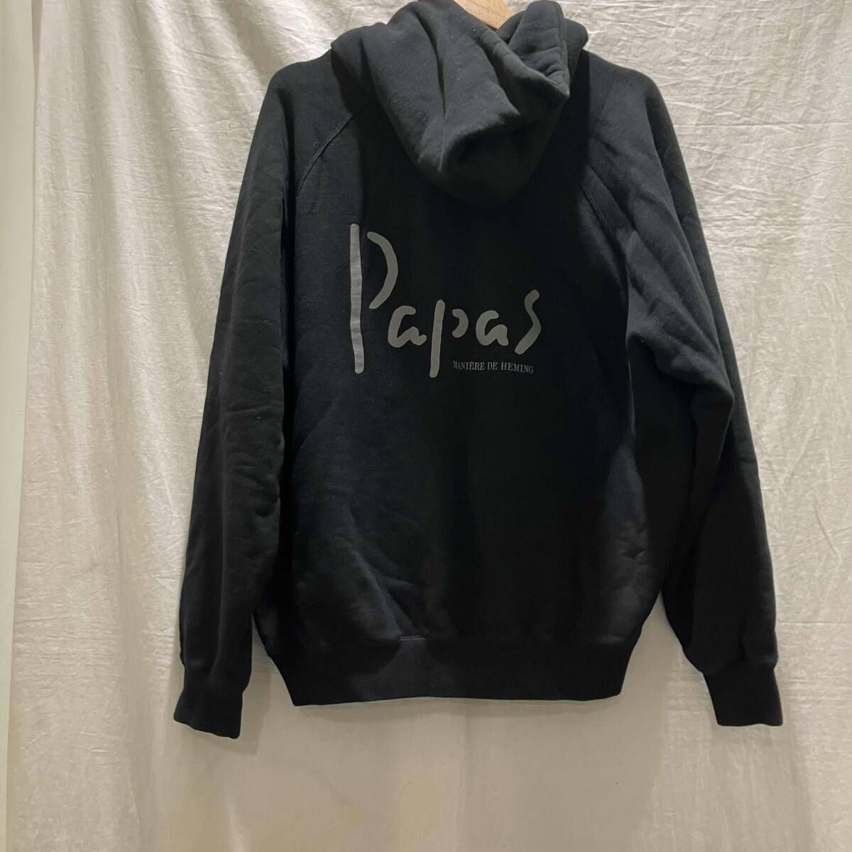 papas パーカー 肉厚スウェットボタンパーカー D0465UPKY ブラック L