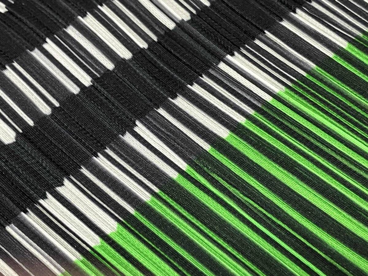 節約 PLEATS PLEASE 長袖カットソー／Lサイズ／グリーン×ブラック