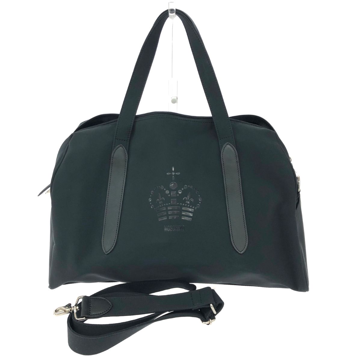 MOSCHINO モスキーノ 2WAYボストンバッグ クラウン/ナイロン ブラック