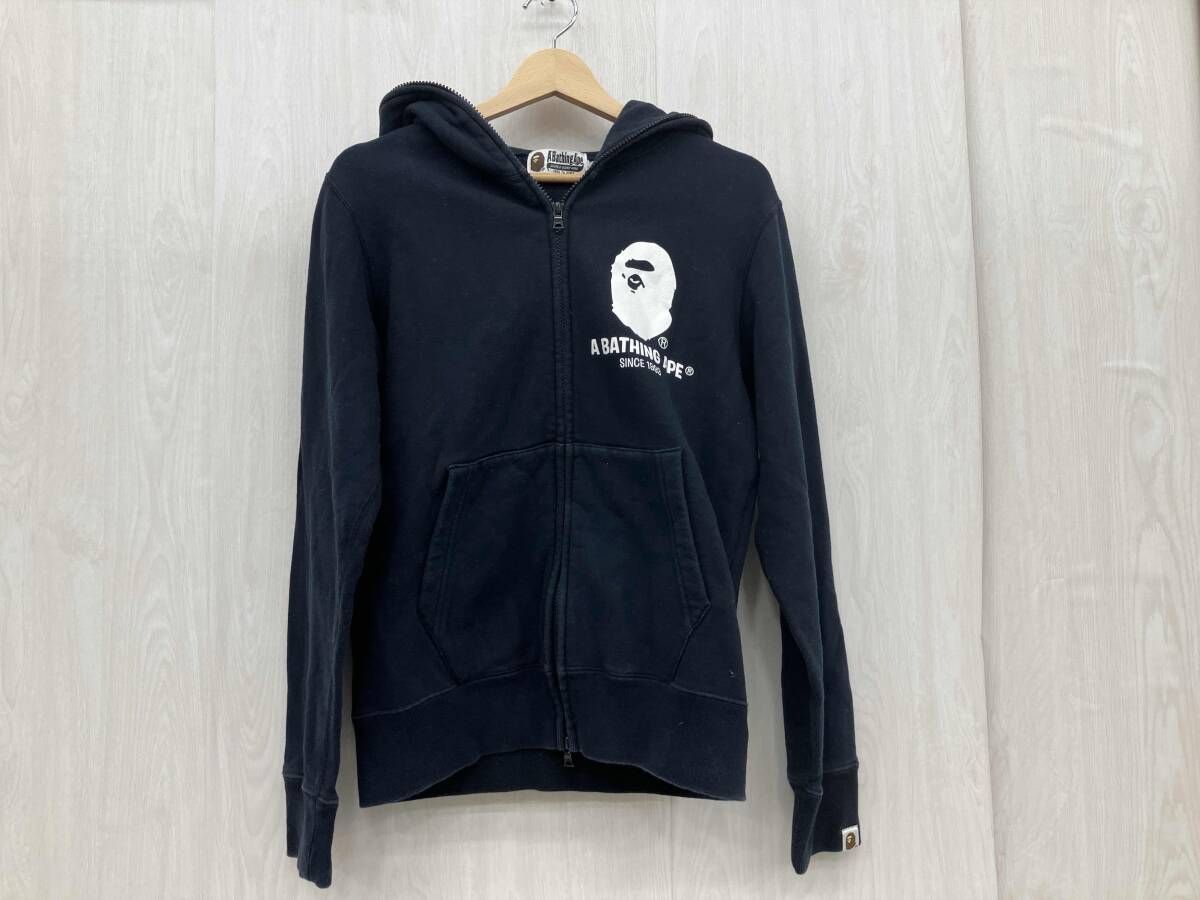 A BATHING APE ロゴ入りフルジップパーカー ネイビー Mサイズ