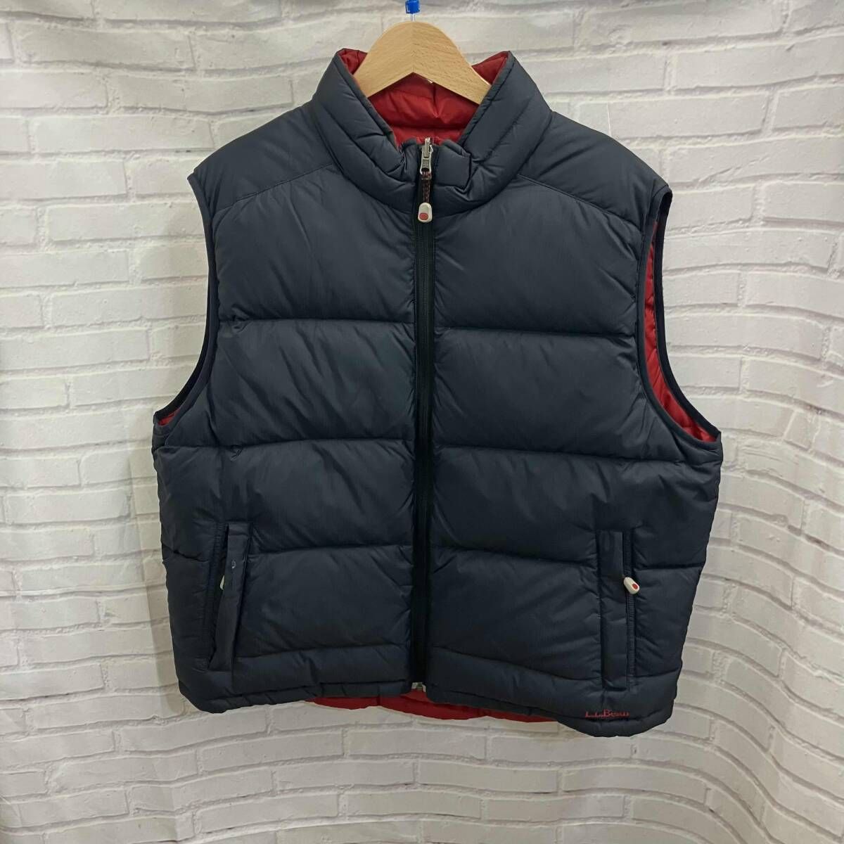 L Bean エルエルビーン ダウンベスト リバーシブルダウンベスト 表記サイズL ネイビー レッド