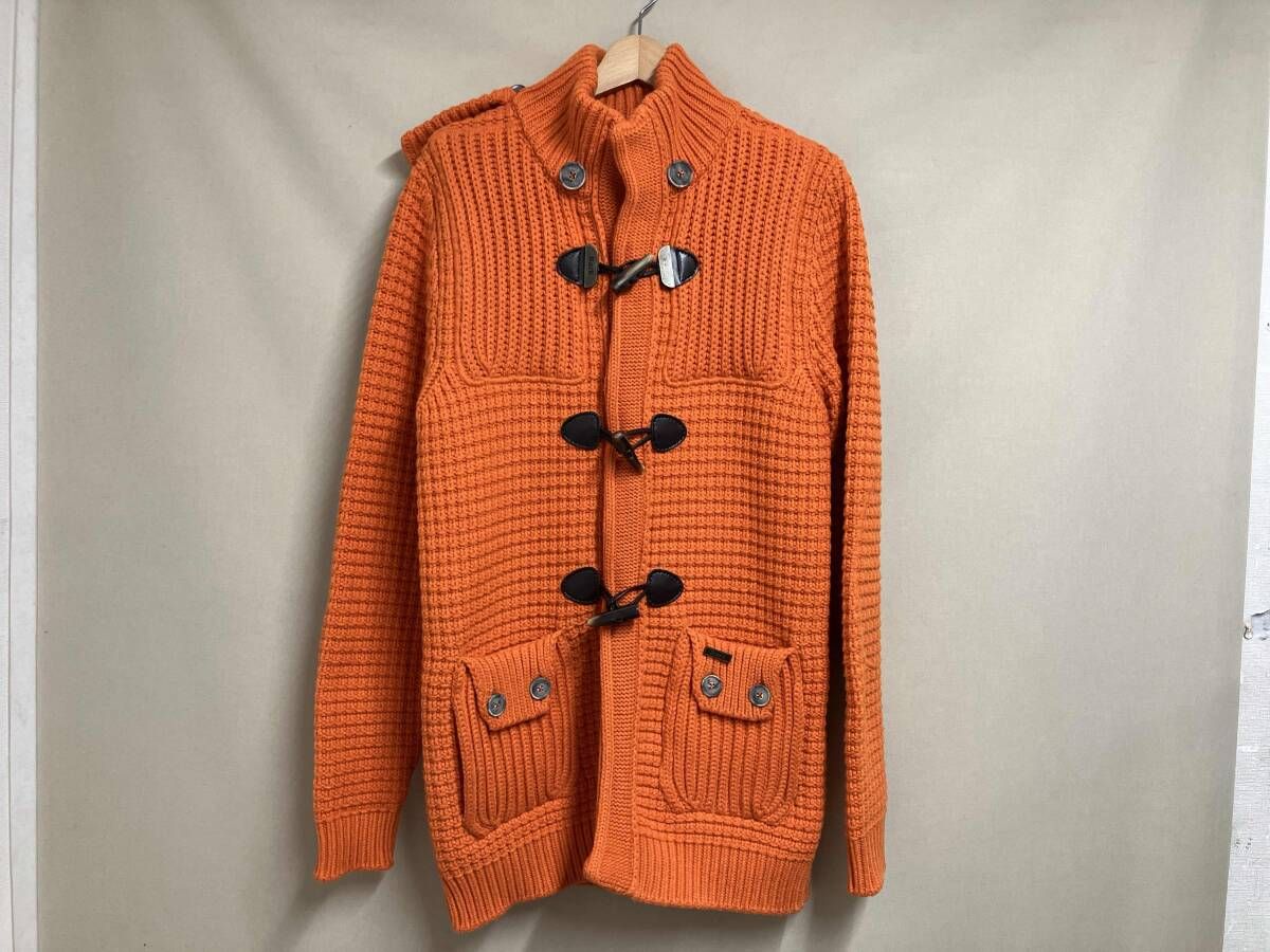 bark バーク ニットダッフルコート フード取外し可能 エルボーパッチ