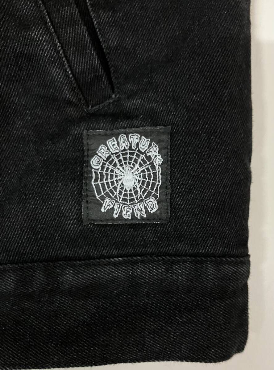 CREATURE クリーチャー ベスト デニム 裏起毛 ブラック サイズL 中国製 コットン ポリエステル