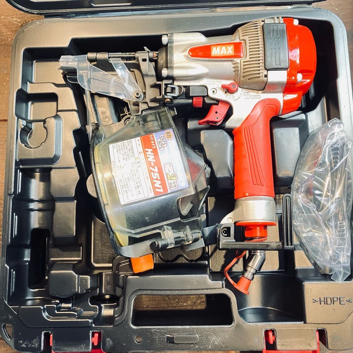 7日保証 整備済 消耗部品多数交換 MAX マックス 高圧 75 mm 釘打ち機 HN-75 N 1 ケース付き 動作良好