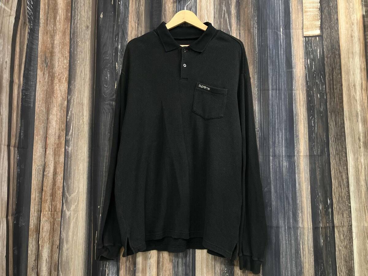 Supreme シュプリーム サーマル長袖ポロシャツ ブラック M