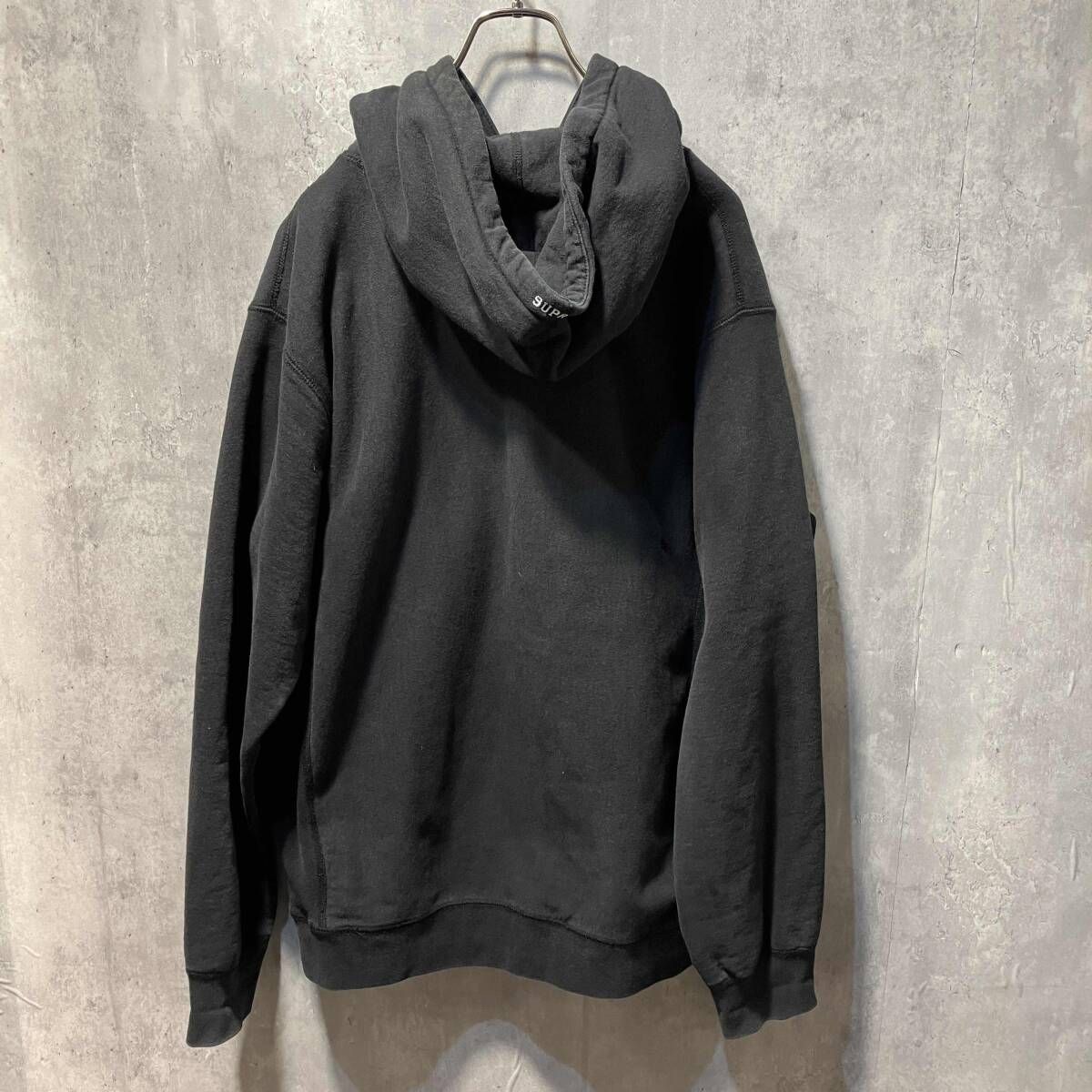 Supreme パーカーキルトレザーSロゴフーディー Lサイズ ブラック