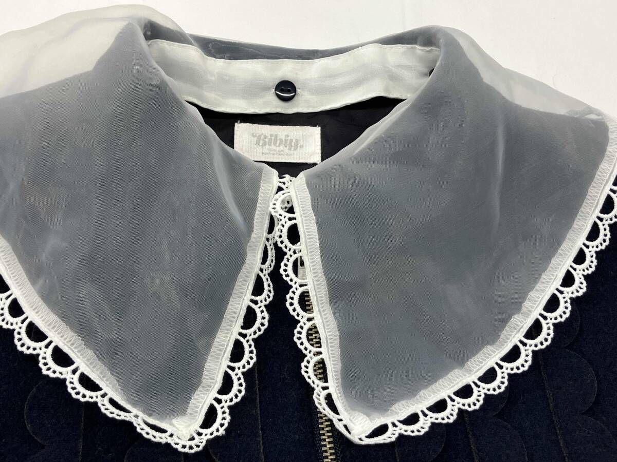 Bibiy. ANGIE SLEEVELESS JACKET ビビィ ベスト シアーつけ襟 ネイビー