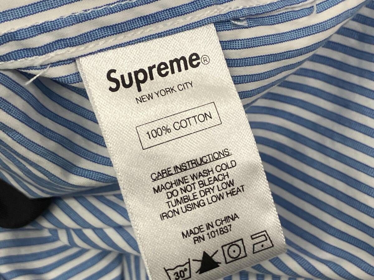 Supreme/半袖シャツ/ストライプ/ブルー/ホワイト/Mサイズ - メルカリ