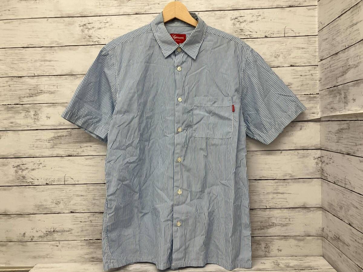 Supreme/半袖シャツ/ストライプ/ブルー/ホワイト/Mサイズ - メルカリ