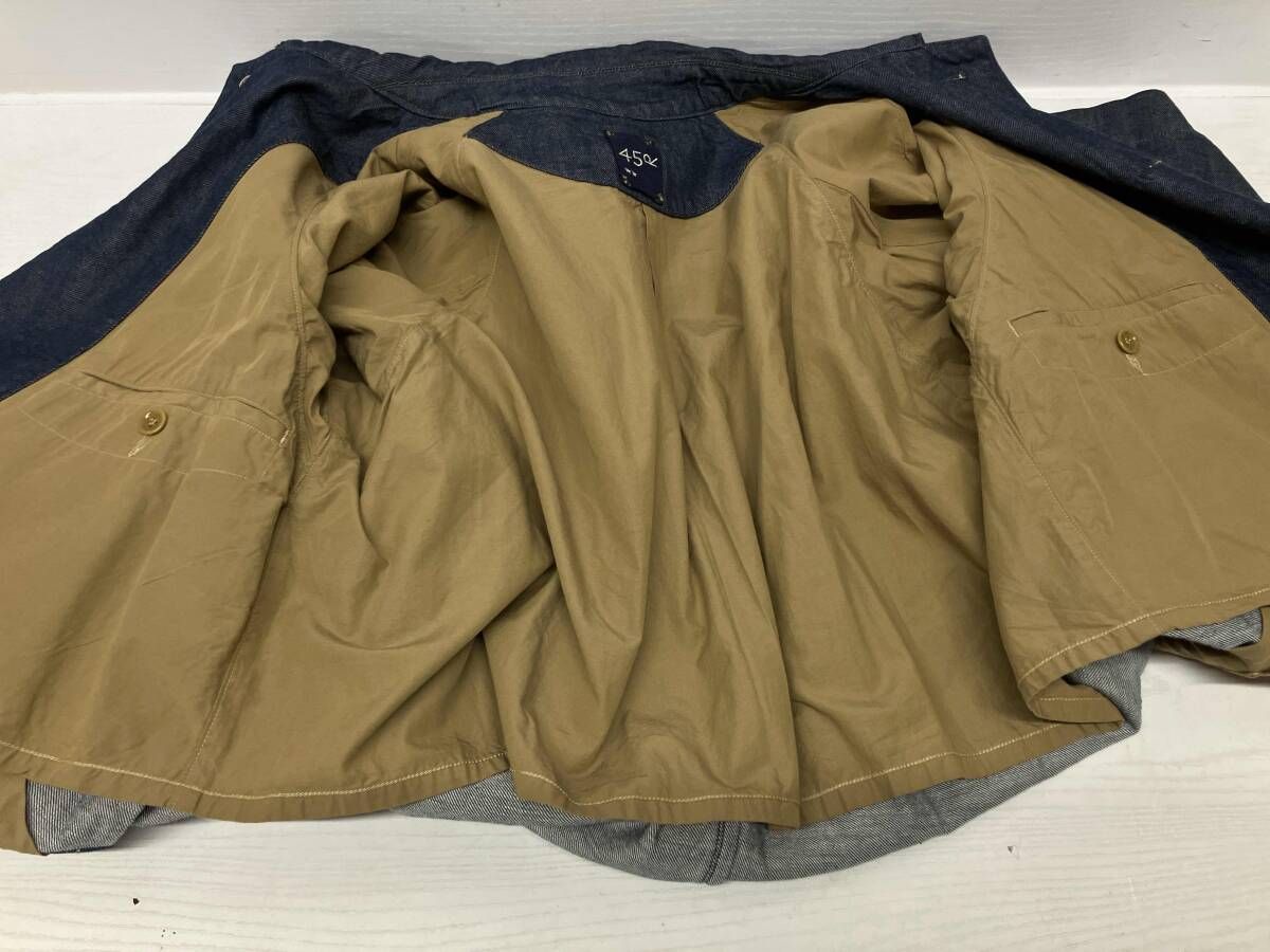 45 R rpm フォーティファイブアール 麦デニムの908コート ステン コート フードなし コットン インディゴ ネイビー サイズ2 通年 ステンカラーコート ジャケット アウター メンズ