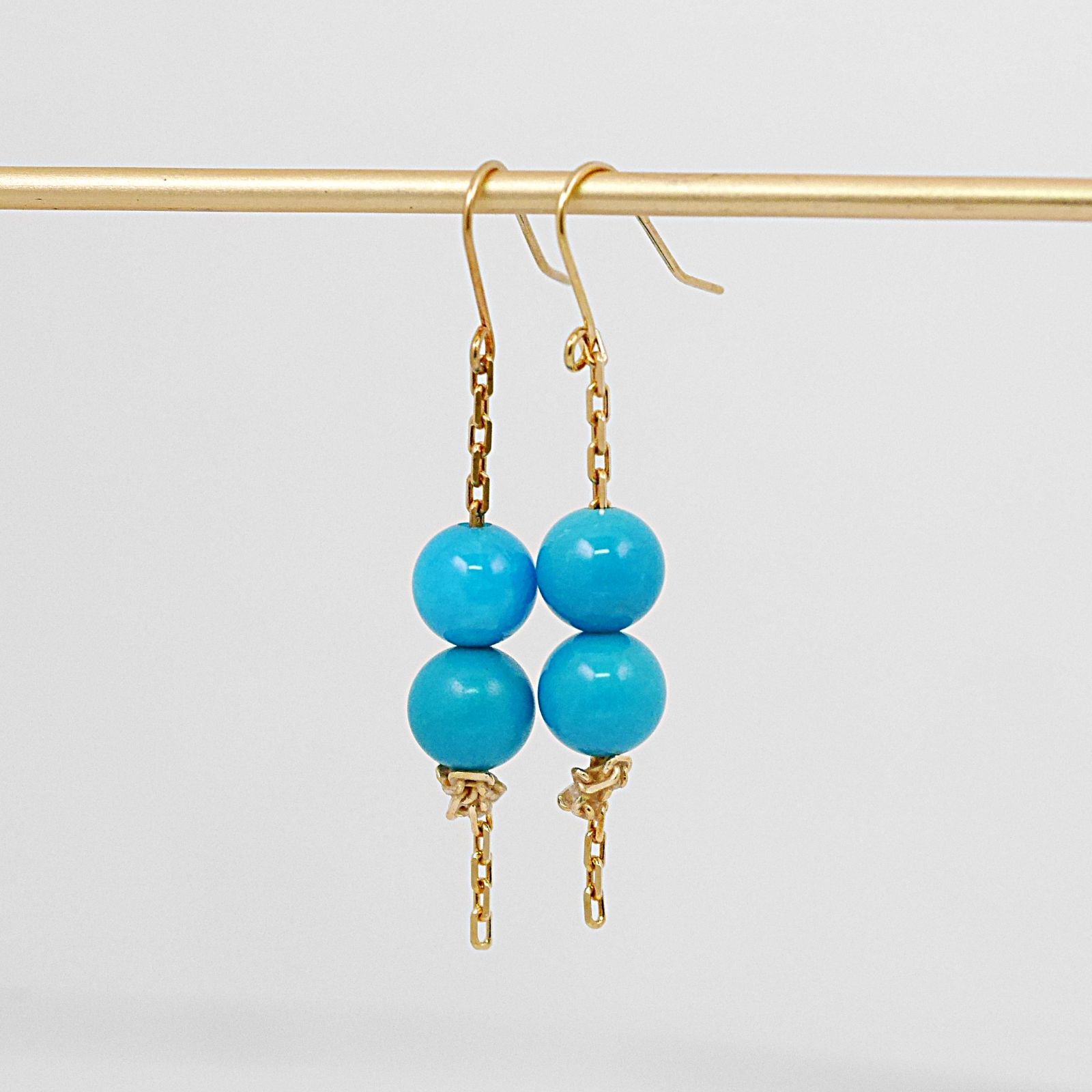 K 18 ビューティーターコイズ ラウンドチェーンピアス 1 7 g