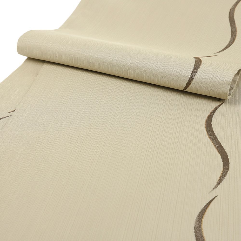 袋帯 織楽浅野 中古 カジュアル 正絹 ベージュ 茶 流水 金糸