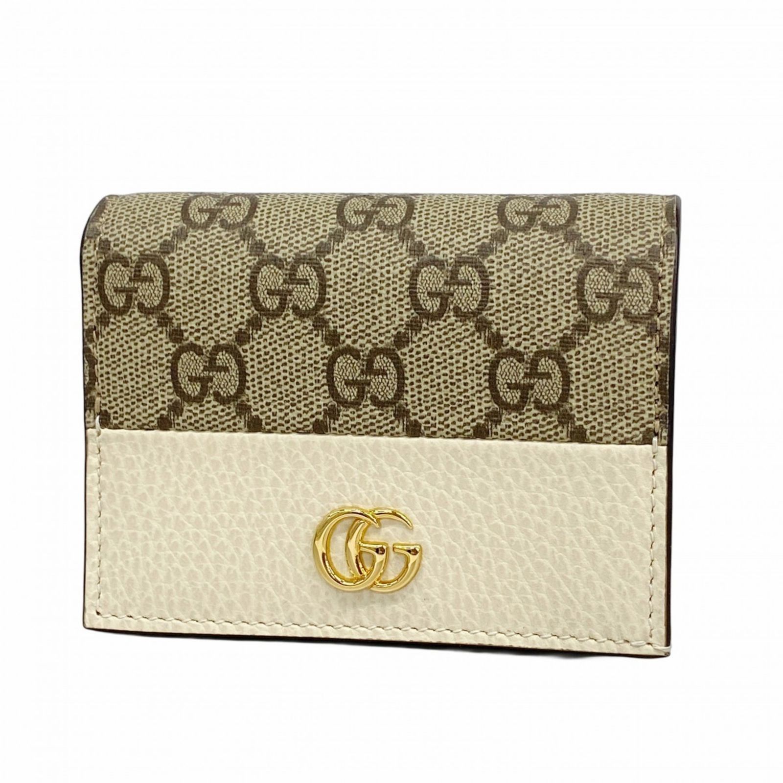 グッチ Gucci 財布 GGマーモント GGスプリーム 658610 レザー ブラウン アイボリー レディース