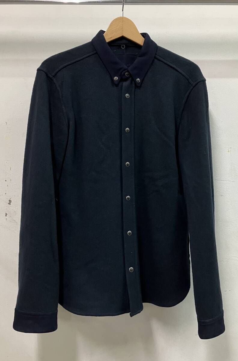 バックラッシュ ウール×シープレザー 1541-01 長袖シャツ ウール サイズM ネイビー