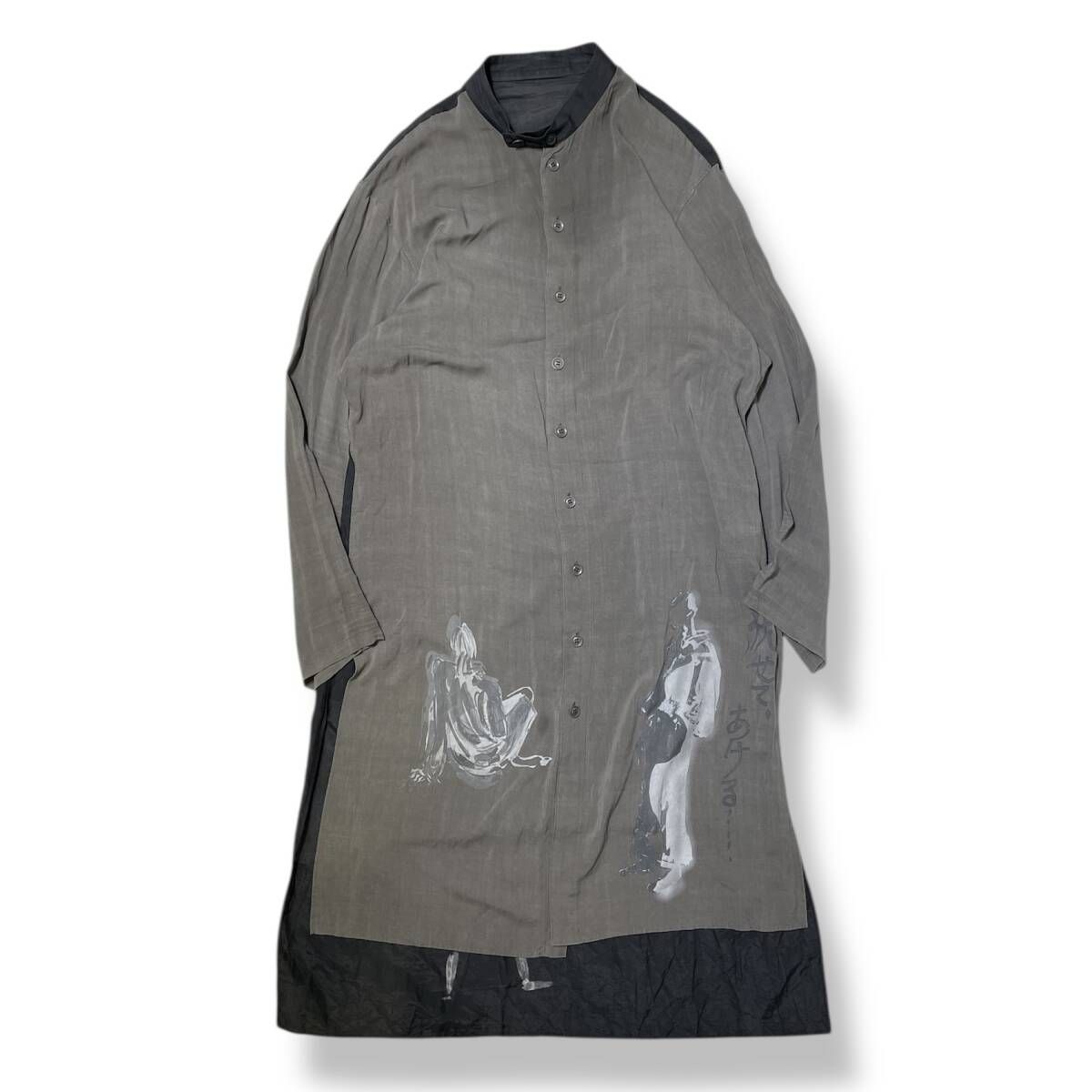 25 ss YOHJI POUR HOMME 長袖シャツ MESSAGE PT LONG BLOUSE LOOK 31 サイズ3 カーキ HP-B 92-840 ヨウジヤマモトプールオム