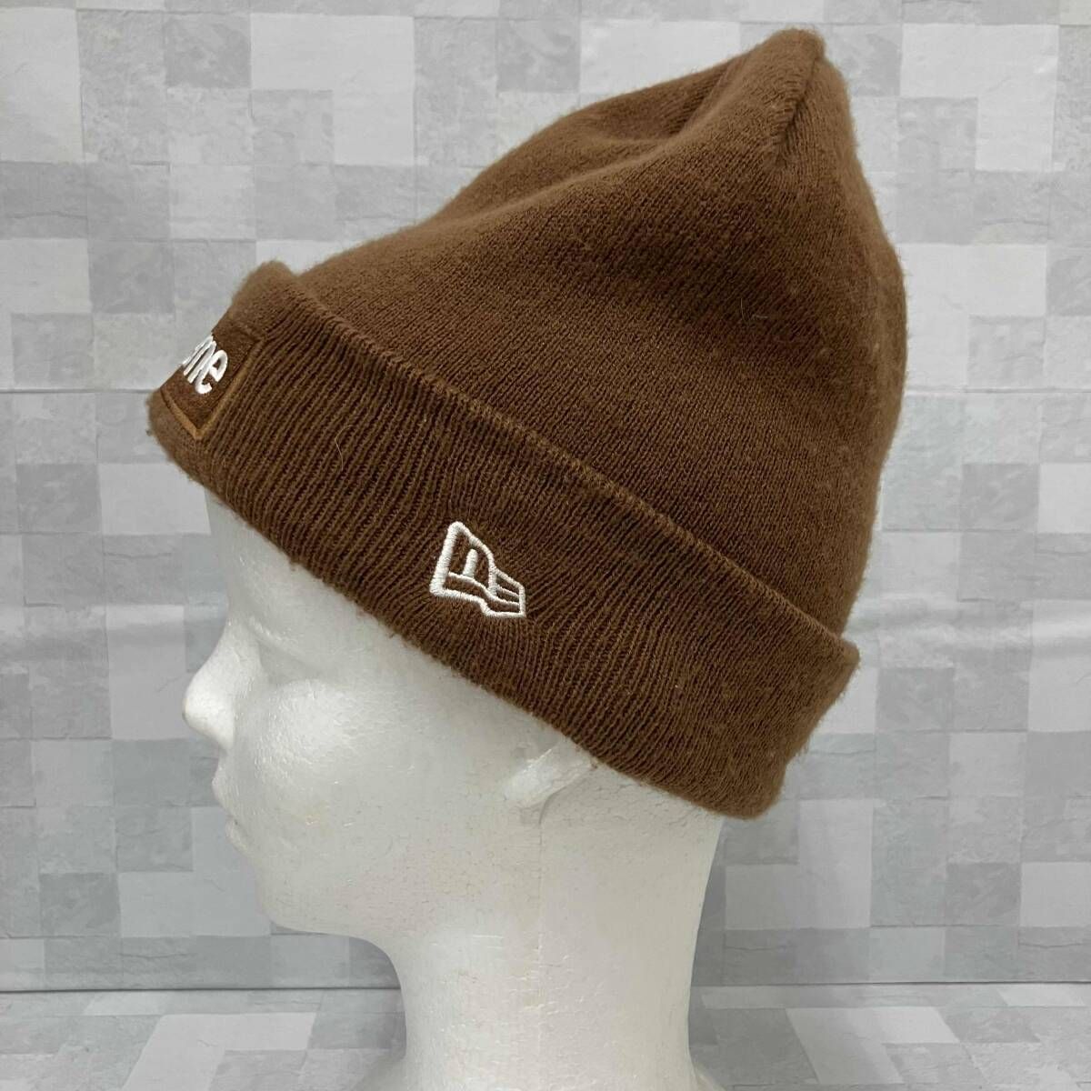 Supreme シュプリーム ニット帽 ボックスロゴ ビーニー NEWERAブラウン