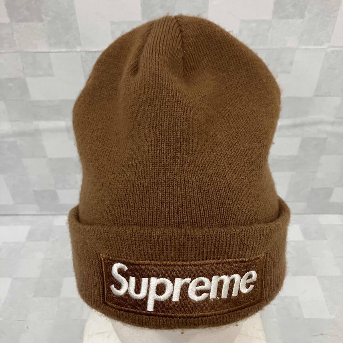 Supreme シュプリーム ニット帽 ボックスロゴ ビーニー NEWERAブラウン