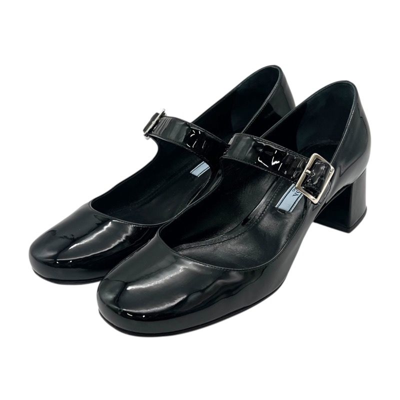 プラダ PRADA パテントヒールパンプス ブラック パテント レディース