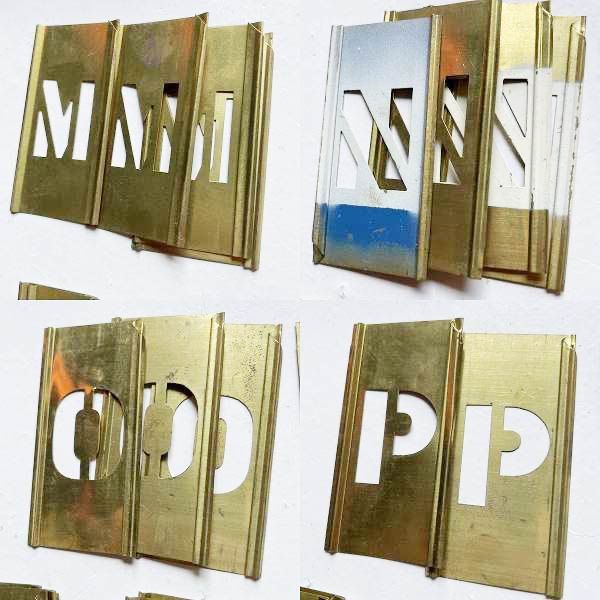  英数字 1インチ ステンシル 真鍮製プレート 124ピースセット 2 5 cm アルファベット DIY ガレージ アメカジ ミリタリー D 128 その他 塗装