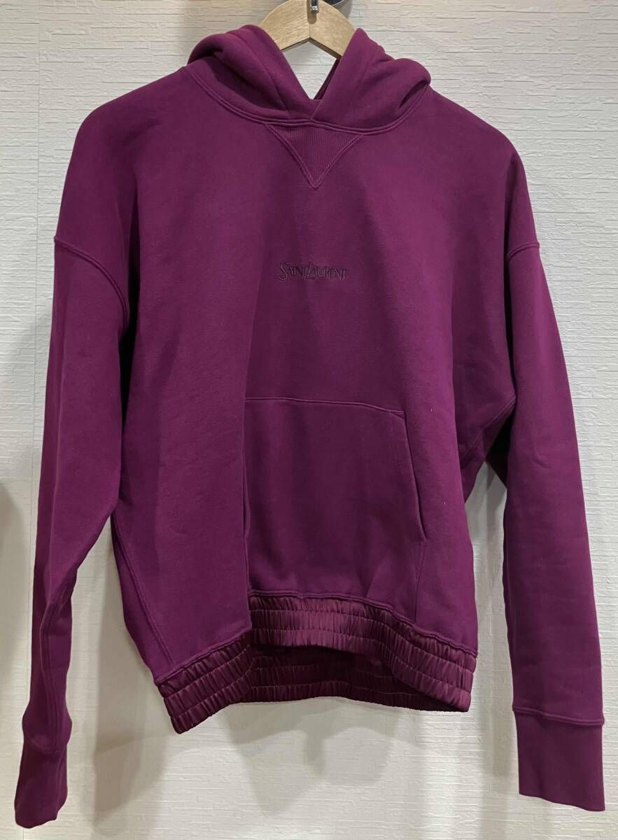 パープル Saint Laurent 773358 ロゴフーディー 洋服 サンローラン