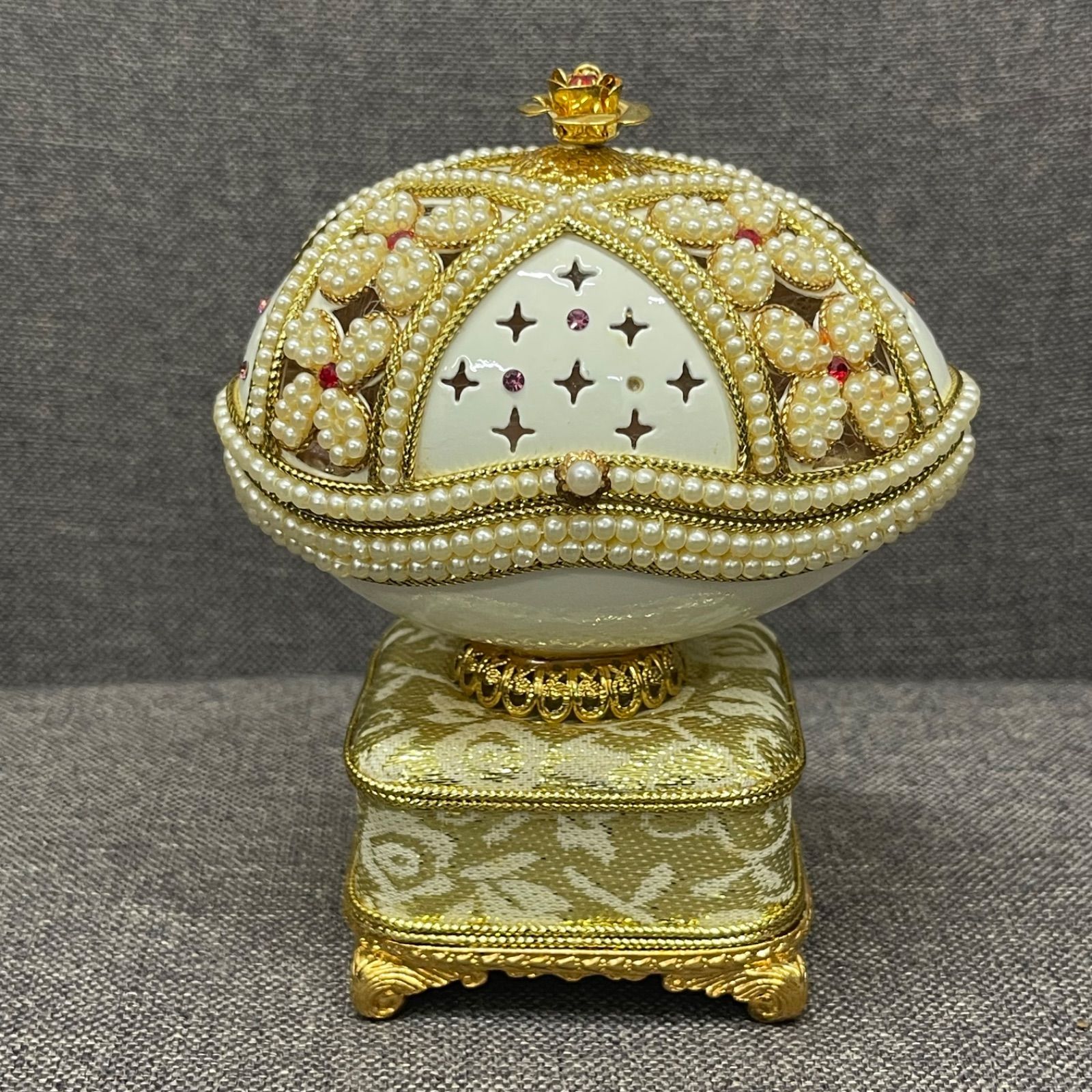 【Sankyo】希少‼️特大アンティークジュエリーケースオルゴール NPA】Sankyo サンキョー エッグアート オルゴール ジュエリーケース