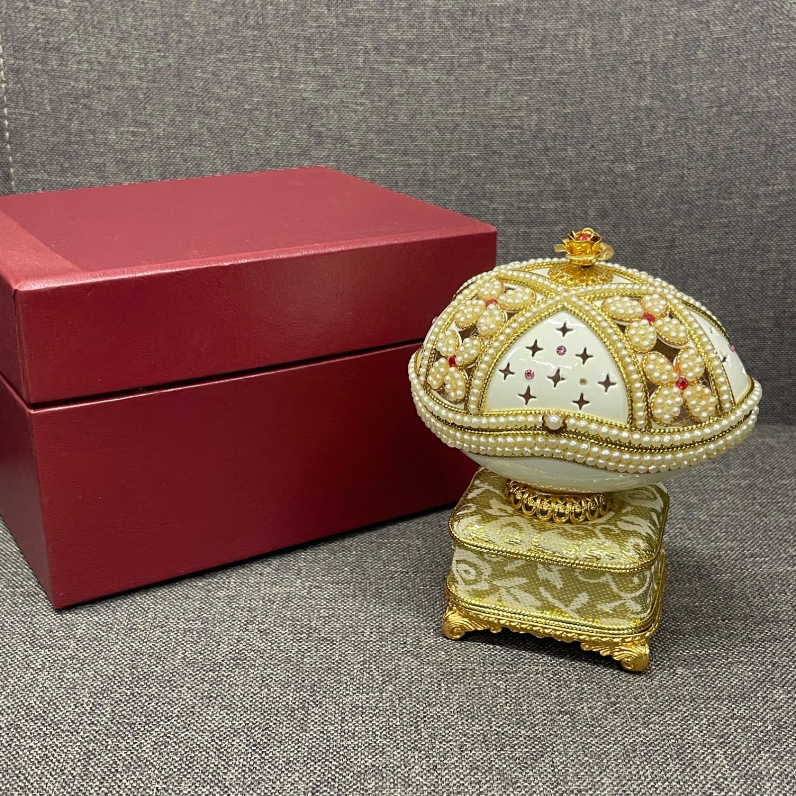 NPA】Sankyo サンキョー エッグアート オルゴール ジュエリーケース