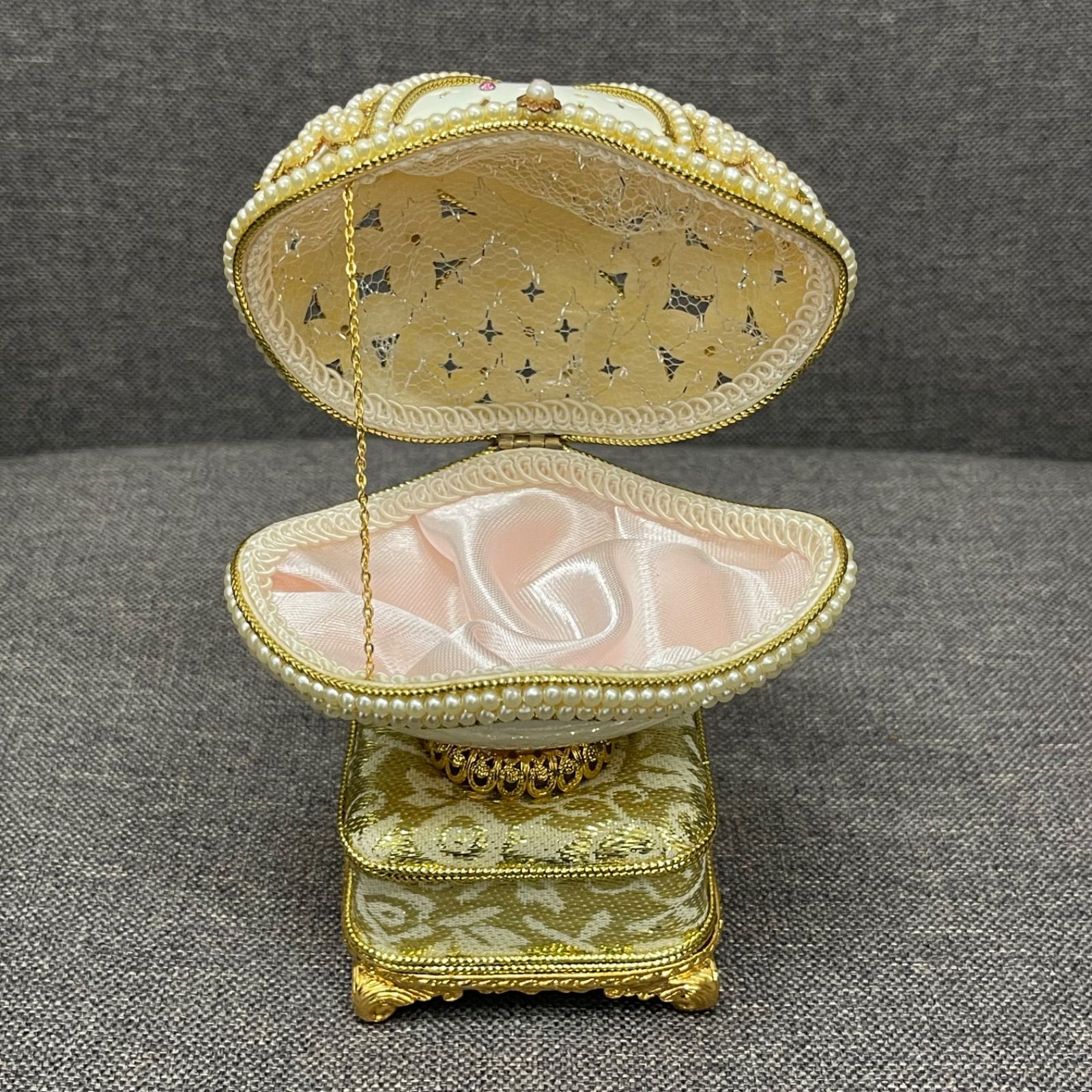 NPA】Sankyo サンキョー エッグアート オルゴール ジュエリーケース