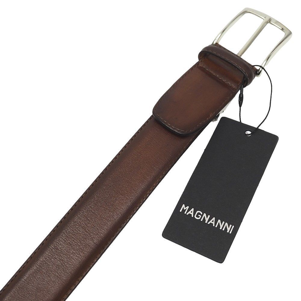 新品 MAGNANNI レザーベルト 【サイズ：FREE】 ブラウン パティーヌ