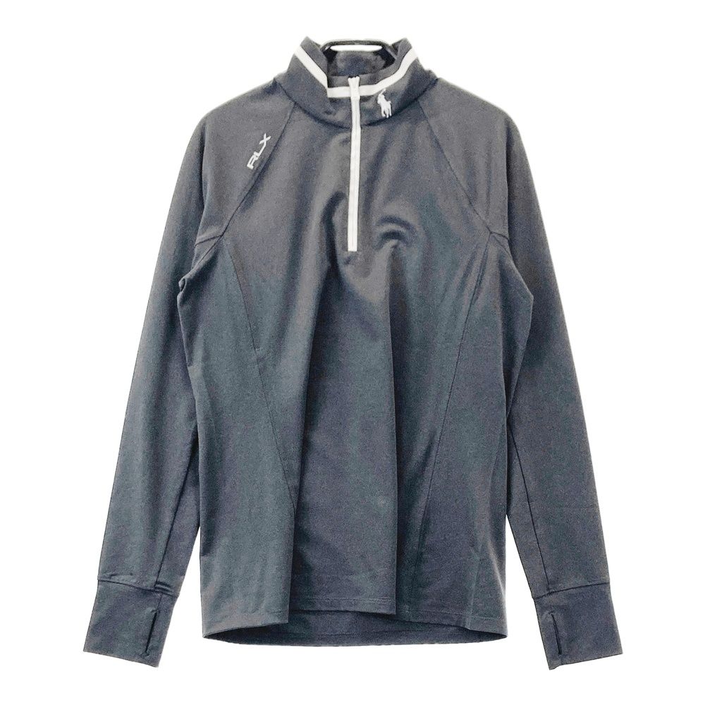 サイズ：S RLX ラルフローレン 長袖ハーフジップTシャツ グレー系