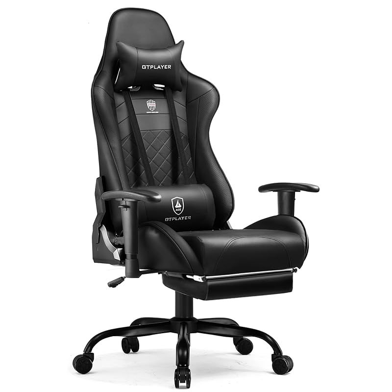 在庫 GTPlayer ゲーミングチェア デスクチェア オフィスチェア PUレザー サッカー柄 あぐら 椅子 ゲーム用チェア 165°リクライニング ハイバック VISSEL X コラボ テレワーク椅子 PCチェア フットレスト 3