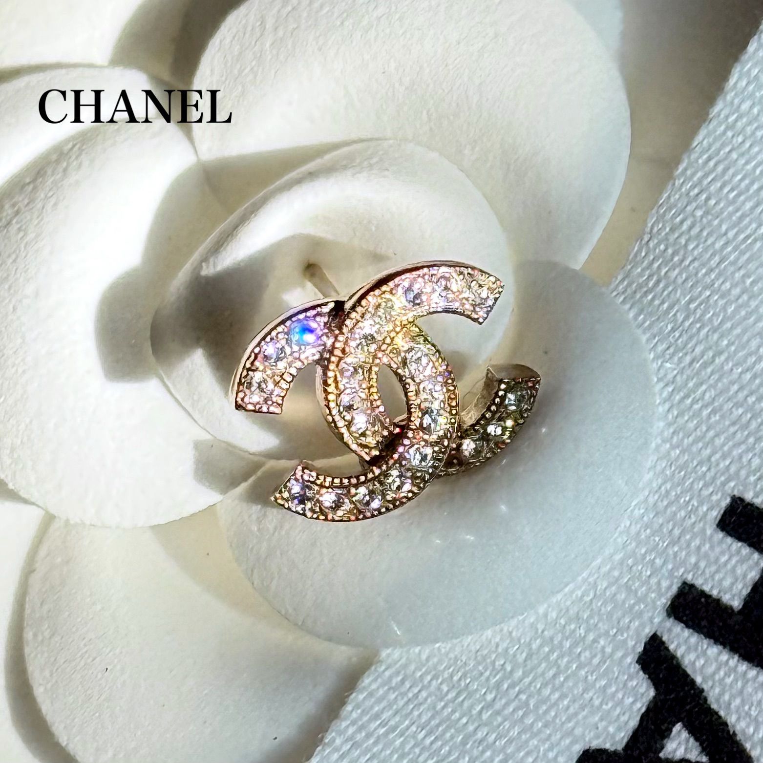 CHANEL シャネル ココマーク ストーン ピアス 片耳 ゴールド