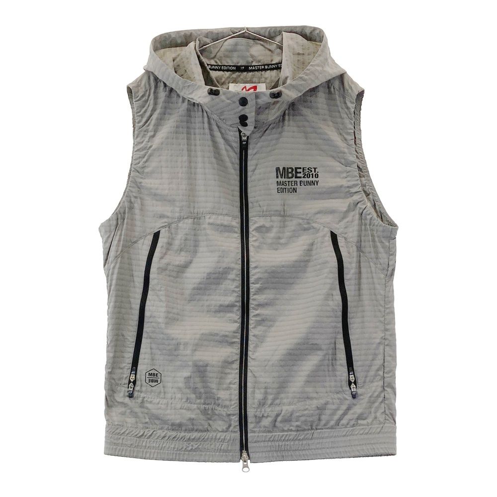 サイズ 2 MASTER BUNNY EDITION マスターバニーエディション モデル フード付き ナイロンベスト ボーダー柄 グレー系 ゴルフウェア レディース ストスト