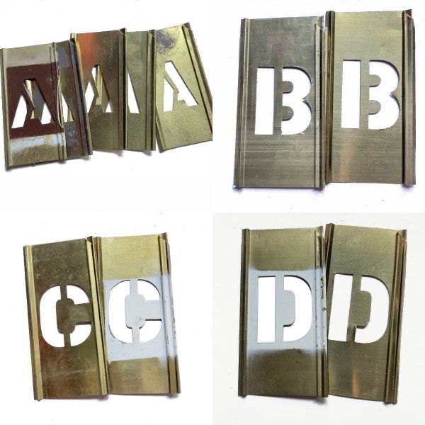 1インチ 英数字 ステンシル 真鍮製プレート 125ピースセット 2.5 cm アルファベット DIY ガレージ アメカジ ミリタリー D 128