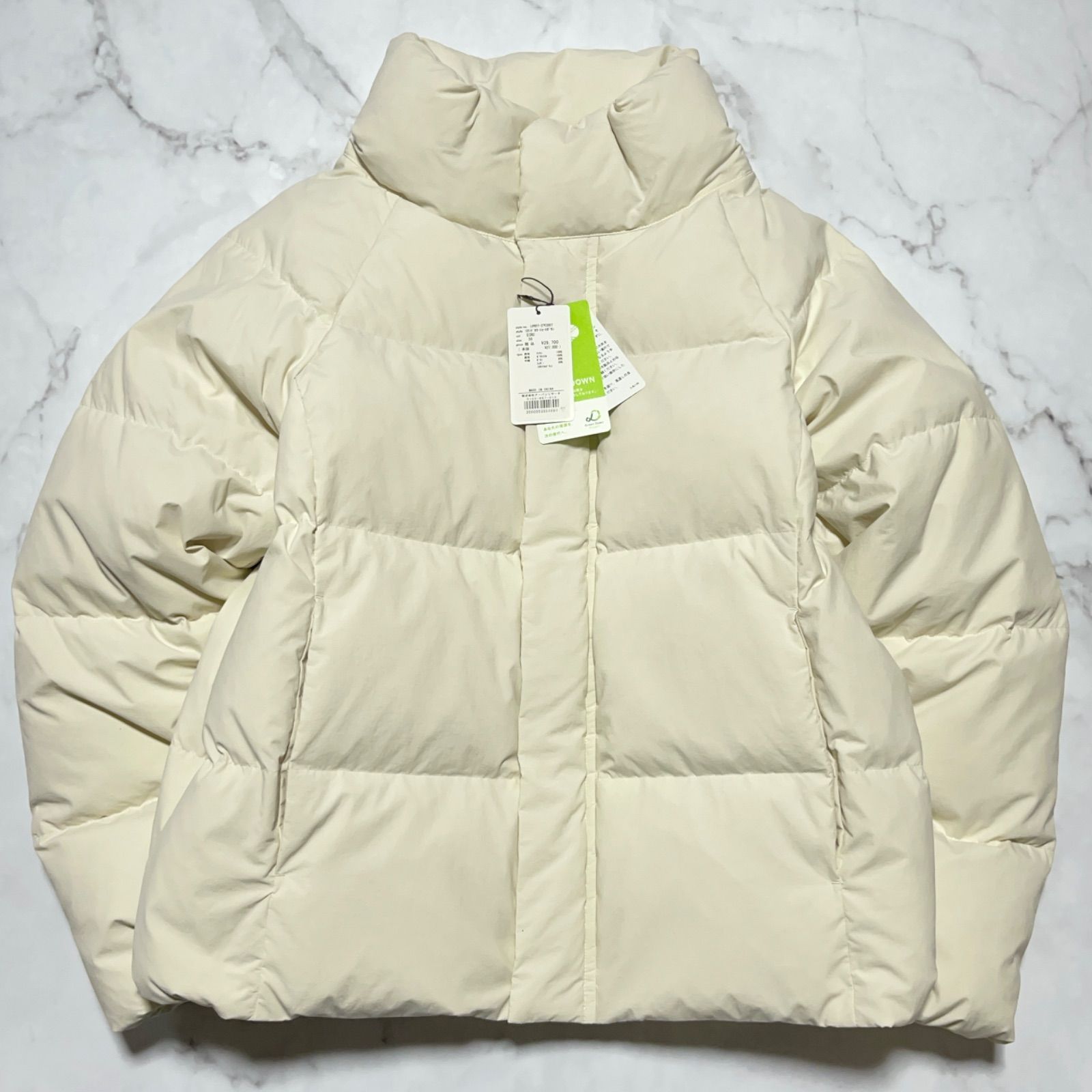 アーバンリサーチ URBAN ドローコード ナイロン ダウン80 フェザー20 エクリュ ECRU スタンド ショートダウン ダウンジャケット UR 07 27 C 007