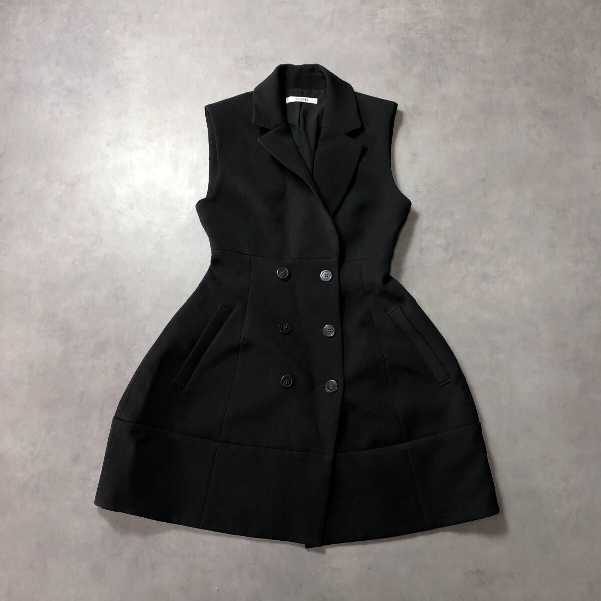 WH094○SNIDEL コンストラクトミニワンピース ○0○ BLACK ジレ