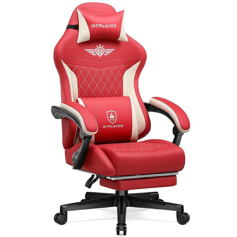 在庫 ゲーミングチェア 白 ゲームチェア オフィスチェア デスクチェア pcチェア 椅子 人間工学設計 腰痛対策 テレワーク 90°～145°リクライニング 一体式オットマン付き ハイバック ランバーサポート PUレザー GT 83